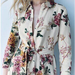NWT ZARA 100% LINEN SHIRTDRESS